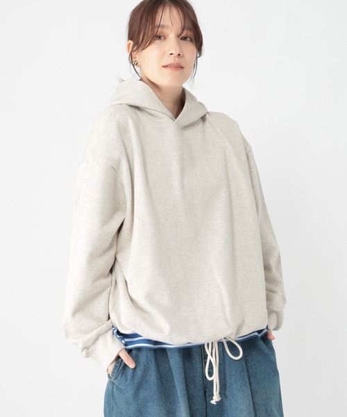 studio CLIP(スタディオクリップ)の「裏毛ドロストフーディ(パーカー・レディース・アイボリー/オフホワイト/ライトブルー・FREE)」の10枚目の写真