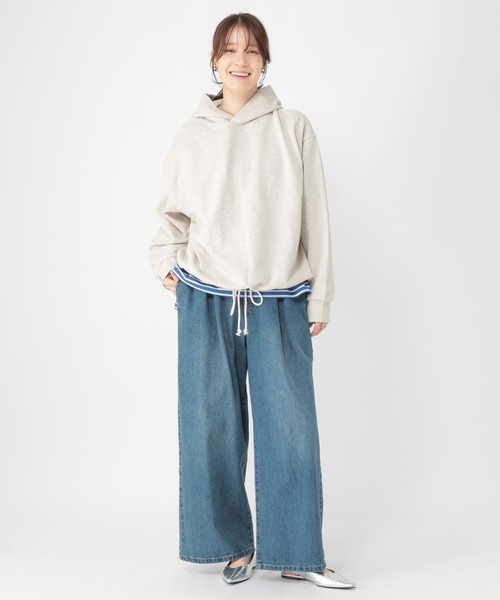 studio CLIP(スタディオクリップ)の「裏毛ドロストフーディ(パーカー・レディース・アイボリー/オフホワイト/ライトブルー・FREE)」の11枚目の写真