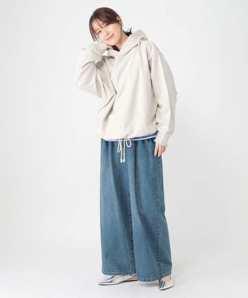 studio CLIP(スタディオクリップ)の「裏毛ドロストフーディ(パーカー・レディース・アイボリー/オフホワイト/ライトブルー・FREE)」の12枚目の写真