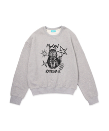 KATRINA K（カトリーナケイ）の「Meow Star Cat Crop Man-to-Man Sweatshirt T-Shirt - Melange Gray（スウェット）」