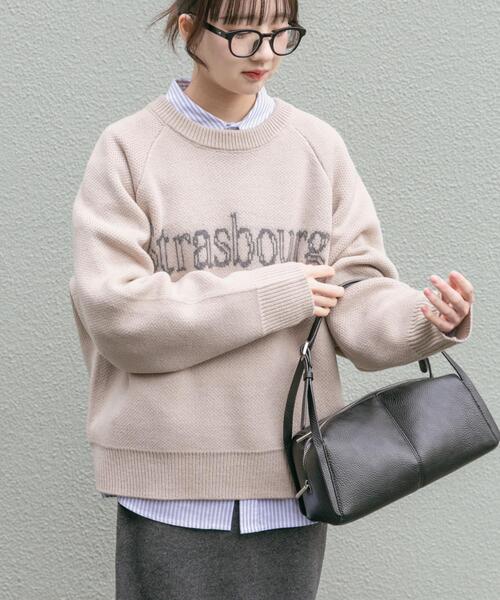 ITEMS URBANRESEARCH（アイテムズ アーバンリサーチ）の「スウェットライクロゴニット（ニット/セーター・レディース・オレンジ/ライトブルー/チャコールグレー/ベージュ・FREE）」の21枚目の写真