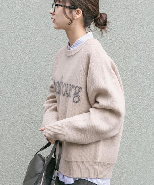 ITEMS URBANRESEARCH(アイテムズ アーバンリサーチ)の「スウェットライクロゴニット(ニット/セーター・レディース・オレンジ/ライトブルー/チャコールグレー/ベージュ・FREE)」の7枚目の写真