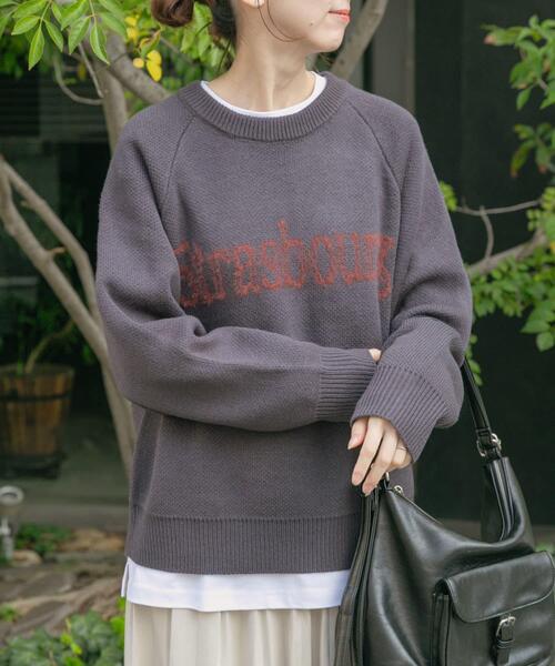 ITEMS URBANRESEARCH(アイテムズ アーバンリサーチ)の「スウェットライクロゴニット(ニット/セーター・レディース・オレンジ/ライトブルー/チャコールグレー/ベージュ・FREE)」の13枚目の写真