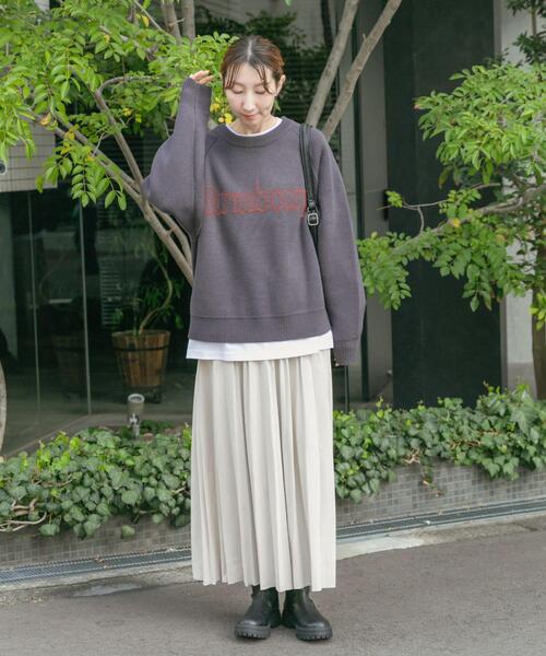ITEMS URBANRESEARCH(アイテムズ アーバンリサーチ)の「スウェットライクロゴニット(ニット/セーター・レディース・オレンジ/ライトブルー/チャコールグレー/ベージュ・FREE)」の17枚目の写真