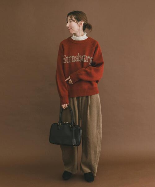 ITEMS URBANRESEARCH（アイテムズ アーバンリサーチ）の「スウェットライクロゴニット（ニット/セーター・レディース・オレンジ/ライトブルー/チャコールグレー/ベージュ・FREE）」の7枚目の写真