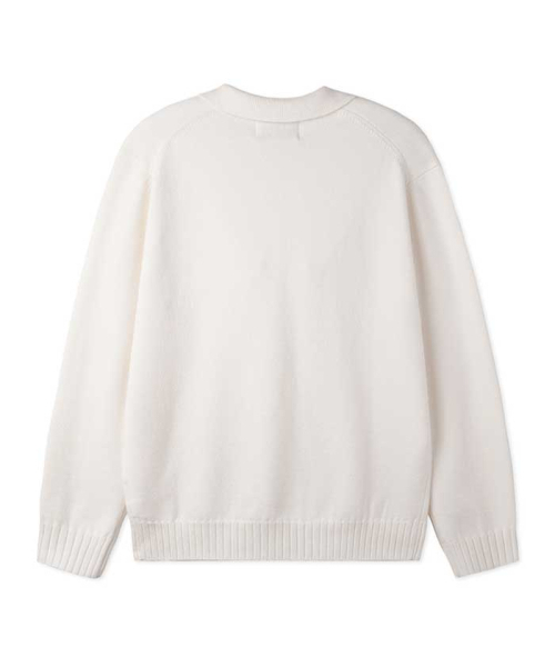 BLACKBROWN（ブラックブラウン）の「ウールブレンドオープンカラーセーター[アイボリー]（ポロシャツ・メンズ・その他・MEDIUM/LARGE/X-LARGE）」の2枚目の写真