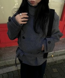 襟付きショートメルトンコート