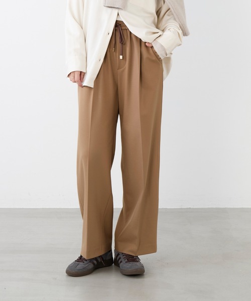 MICA&DEAL（マイカ＆ディール）の「セミワイド裏起毛パンツ〈セットアップ対応〉（その他パンツ・レディース・キャメル/ライトベージュ/ブラック/グレー・36）」の4枚目の写真