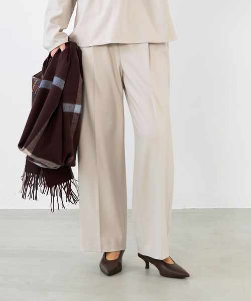 MICA&DEAL（マイカ＆ディール）の「セミワイド裏起毛パンツ〈セットアップ対応〉（その他パンツ・レディース・キャメル/ライトベージュ/ブラック/グレー・36）」の3枚目の写真