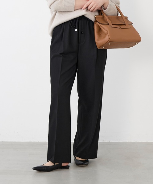 MICA&DEAL（マイカ＆ディール）の「セミワイド裏起毛パンツ〈セットアップ対応〉（その他パンツ・レディース・キャメル/ライトベージュ/ブラック/グレー・36）」の2枚目の写真