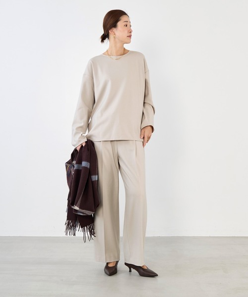 MICA&DEAL（マイカ＆ディール）の「セミワイド裏起毛パンツ〈セットアップ対応〉（その他パンツ・レディース・キャメル/ライトベージュ/ブラック/グレー・36）」の12枚目の写真