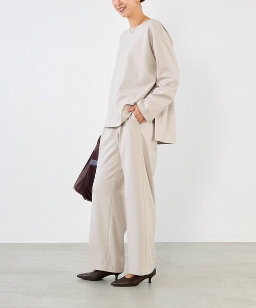 MICA&DEAL（マイカ＆ディール）の「セミワイド裏起毛パンツ〈セットアップ対応〉（その他パンツ・レディース・キャメル/ライトベージュ/ブラック/グレー・36）」の13枚目の写真