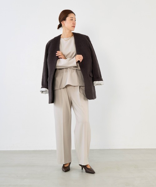 MICA&DEAL（マイカ＆ディール）の「セミワイド裏起毛パンツ〈セットアップ対応〉（その他パンツ・レディース・キャメル/ライトベージュ/ブラック/グレー・36）」の16枚目の写真