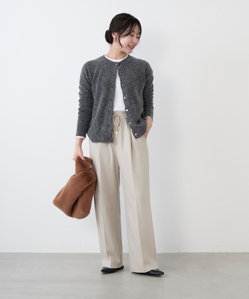 MICA&DEAL（マイカ＆ディール）の「セミワイド裏起毛パンツ〈セットアップ対応〉（その他パンツ・レディース・キャメル/ライトベージュ/ブラック/グレー・36）」の19枚目の写真