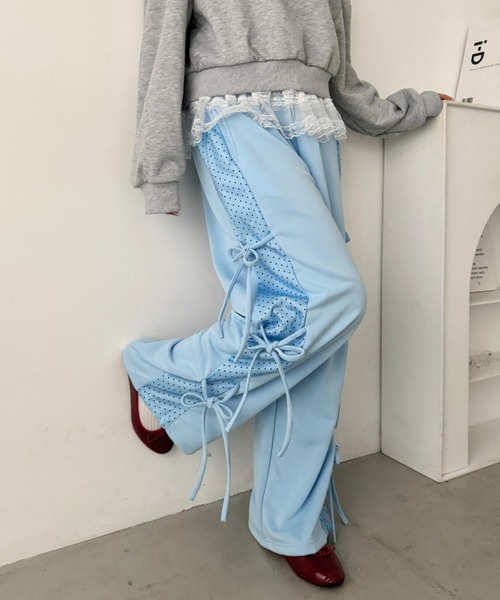 SOLLON.（ソルロン）の「ドットリボンスウェットパンツ（スウェットパンツ・レディース・ブラック/グレー/ライトブルー・FREE）」の3枚目の写真