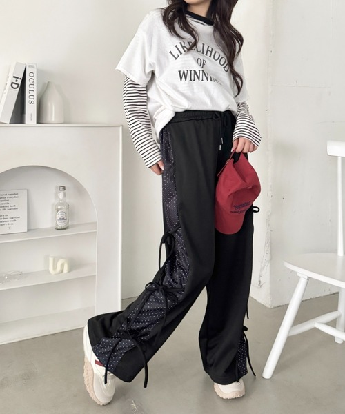 SOLLON.（ソルロン）の「ドットリボンスウェットパンツ（スウェットパンツ・レディース・ブラック/グレー/ライトブルー・FREE）」の17枚目の写真