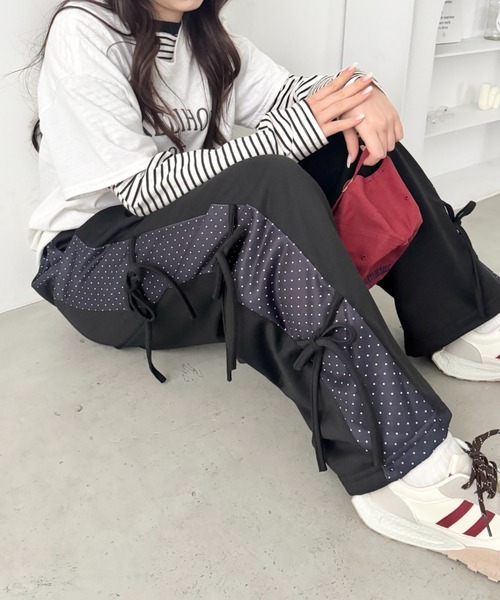 SOLLON.（ソルロン）の「ドットリボンスウェットパンツ（スウェットパンツ・レディース・ブラック/グレー/ライトブルー・FREE）」の12枚目の写真