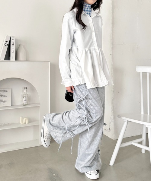 SOLLON.（ソルロン）の「ドットリボンスウェットパンツ（スウェットパンツ・レディース・ブラック/グレー/ライトブルー・FREE）」の11枚目の写真