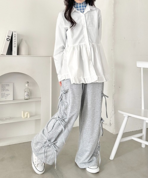 SOLLON.（ソルロン）の「ドットリボンスウェットパンツ（スウェットパンツ・レディース・ブラック/グレー/ライトブルー・FREE）」の10枚目の写真
