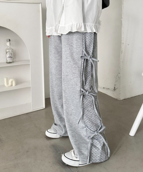 SOLLON.（ソルロン）の「ドットリボンスウェットパンツ（スウェットパンツ・レディース・ブラック/グレー/ライトブルー・FREE）」の8枚目の写真
