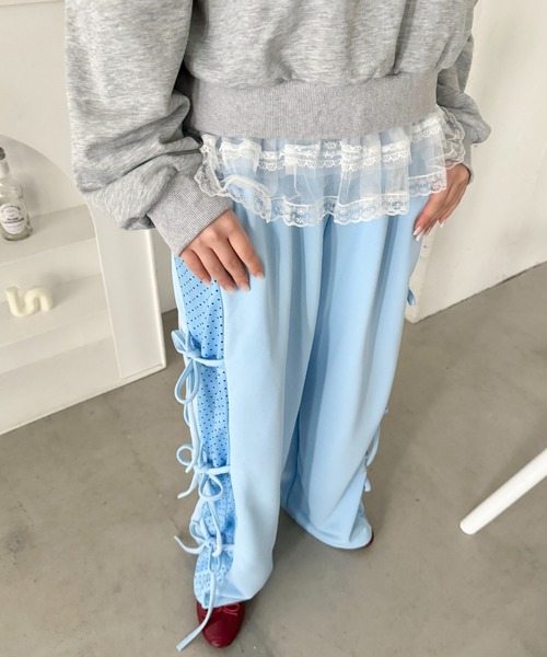 SOLLON.（ソルロン）の「ドットリボンスウェットパンツ（スウェットパンツ・レディース・ブラック/グレー/ライトブルー・FREE）」の19枚目の写真