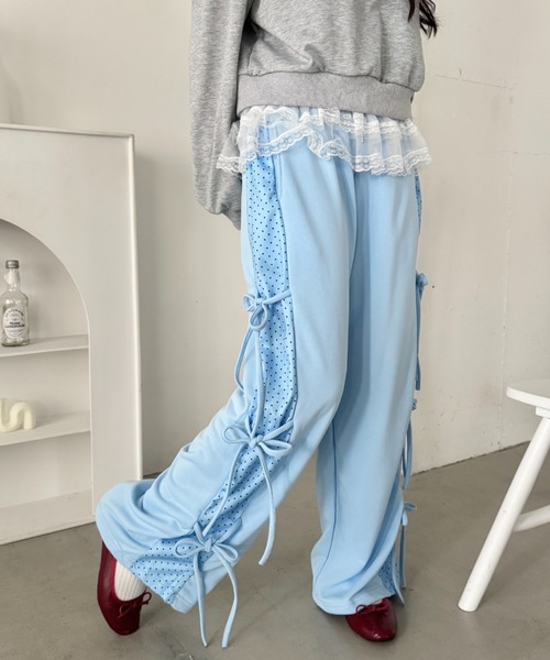 SOLLON.（ソルロン）の「ドットリボンスウェットパンツ（スウェットパンツ・レディース・ブラック/グレー/ライトブルー・FREE）」の22枚目の写真