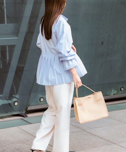 NOLLEY’S Sophi（ノーリーズソフィ）の「ウォッシャブルドレープポプリンバックプリーツシャツ（シャツ/ブラウス・レディース・カーキ/サックスブルー/ホワイト・38）」の20枚目の写真