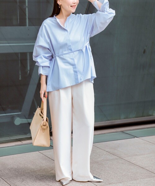 NOLLEY’S Sophi（ノーリーズソフィ）の「ウォッシャブルドレープポプリンバックプリーツシャツ（シャツ/ブラウス・レディース・カーキ/サックスブルー/ホワイト・38）」の21枚目の写真