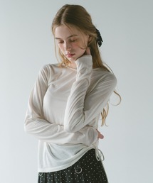 idem | drawstring sheer long sleeve tops／サイドドロストシアートップス(Tシャツ/カットソー)
