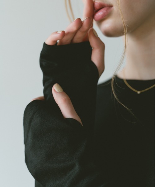 idem（イデム）の「drawstring sheer long sleeve tops／サイドドロストシアートップス（Tシャツ/カットソー・レディース・グレー/オフホワイト/ブラック/ピンク・FREE）」の8枚目の写真