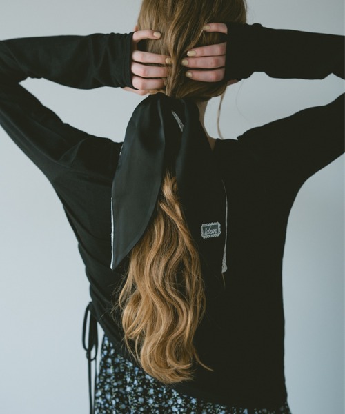 idem（イデム）の「drawstring sheer long sleeve tops／サイドドロストシアートップス（Tシャツ/カットソー・レディース・グレー/オフホワイト/ブラック/ピンク・FREE）」の9枚目の写真