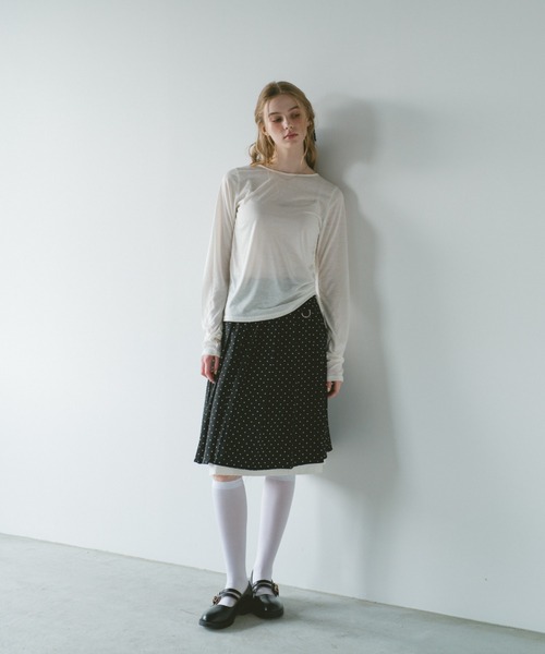 idem（イデム）の「drawstring sheer long sleeve tops／サイドドロストシアートップス（Tシャツ/カットソー・レディース・グレー/オフホワイト/ブラック/ピンク・FREE）」の11枚目の写真