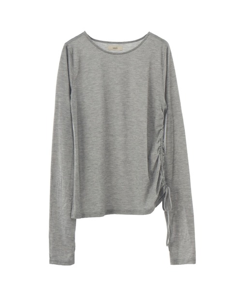 idem（イデム）の「drawstring sheer long sleeve tops／サイドドロストシアートップス（Tシャツ/カットソー・レディース・グレー/オフホワイト/ブラック/ピンク・FREE）」の19枚目の写真
