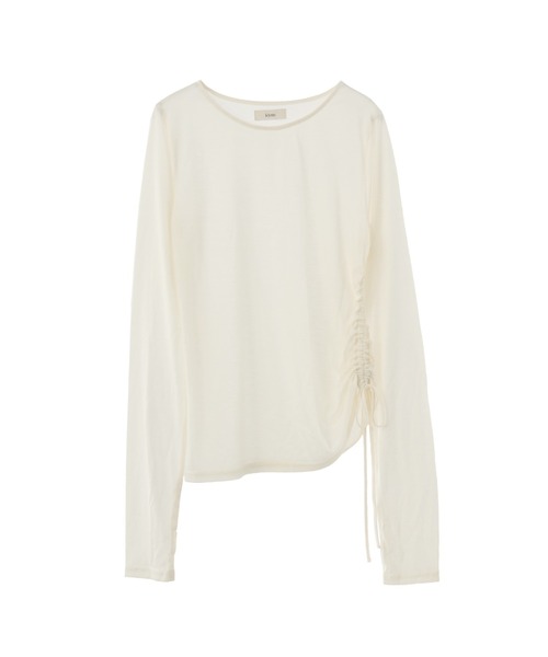 idem（イデム）の「drawstring sheer long sleeve tops／サイドドロストシアートップス（Tシャツ/カットソー・レディース・グレー/オフホワイト/ブラック/ピンク・FREE）」の10枚目の写真