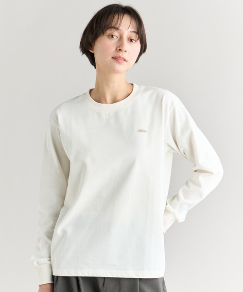 NANGA(ナンガ)の「ECO HYBRID BOX LOGO EMBROIDERY L/S TEE W/エコハイブリッド ボックスロゴ エンブロイダリーティー(Tシャツ/カットソー・レディース・ピンク/ホワイト/カーキ/ブラック・L/M/S)」の1枚目の写真