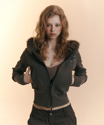 Becky Fur Hoodie Jacket (Mocha Brown)