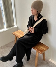 ☆アルガンオイル加工☆裏シャギーVネックワンピース