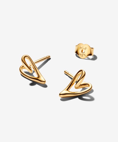 PANDORA(パンドラ)の「オーガニカリー シェイプド ハート スタッド ピアス(ピアス(両耳用)・レディース・イエローゴールド・FREE)」の2枚目の写真