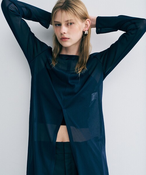 uncrave（アンクレイヴ）の「トリコットシフォン カシュクールトップス（Tシャツ/カットソー・レディース・ピンク系/ブラック系/ネイビー系/ホワイト系・F）」の19枚目の写真