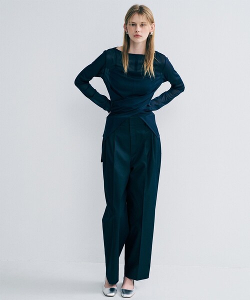 uncrave（アンクレイヴ）の「トリコットシフォン カシュクールトップス（Tシャツ/カットソー・レディース・ピンク系/ブラック系/ネイビー系/ホワイト系・F）」の18枚目の写真