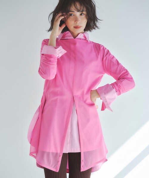 uncrave（アンクレイヴ）の「トリコットシフォン カシュクールトップス（Tシャツ/カットソー・レディース・ピンク系/ブラック系/ネイビー系/ホワイト系・F）」の14枚目の写真