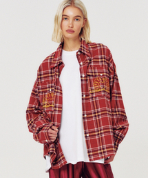 OVERSIZED CHECK SHIRT BRICK RED
