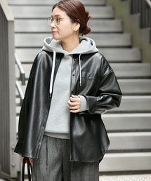 ウォッシャブルフェイクレザーシャツ