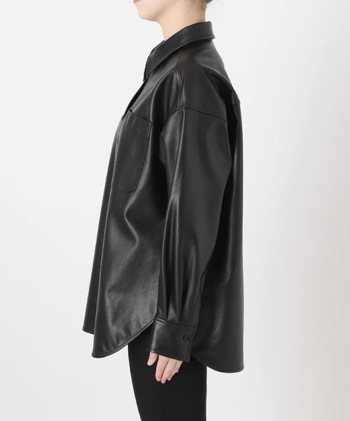 セール】ウォッシャブルフェイクレザーシャツ（シャツ/ブラウス