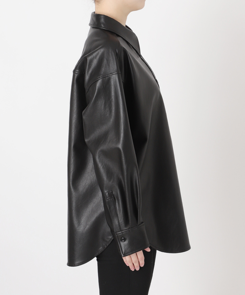 セール】ウォッシャブルフェイクレザーシャツ（シャツ/ブラウス