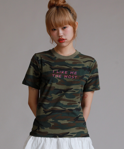 LIKE THE MOST(ライクザモースト)の「ミリタリーカモレギュラーハーフ袖Tシャツ_カーキ(Tシャツ/カットソー・レディース・カーキ・S/M/L)」の2枚目の写真
