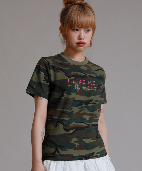 LIKE THE MOST(ライクザモースト)の「ミリタリーカモレギュラーハーフ袖Tシャツ_カーキ(Tシャツ/カットソー・レディース・カーキ・S/M/L)」の3枚目の写真