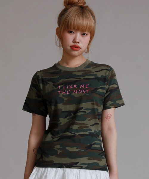 LIKE THE MOST(ライクザモースト)の「ミリタリーカモレギュラーハーフ袖Tシャツ_カーキ(Tシャツ/カットソー・レディース・カーキ・S/M/L)」の5枚目の写真