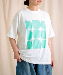 [prit] 空紡度詰天竺 フレームドットプリントTシャツ