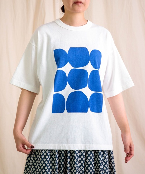 prit] 空紡度詰天竺 フレームドットプリントTシャツ | Domingo